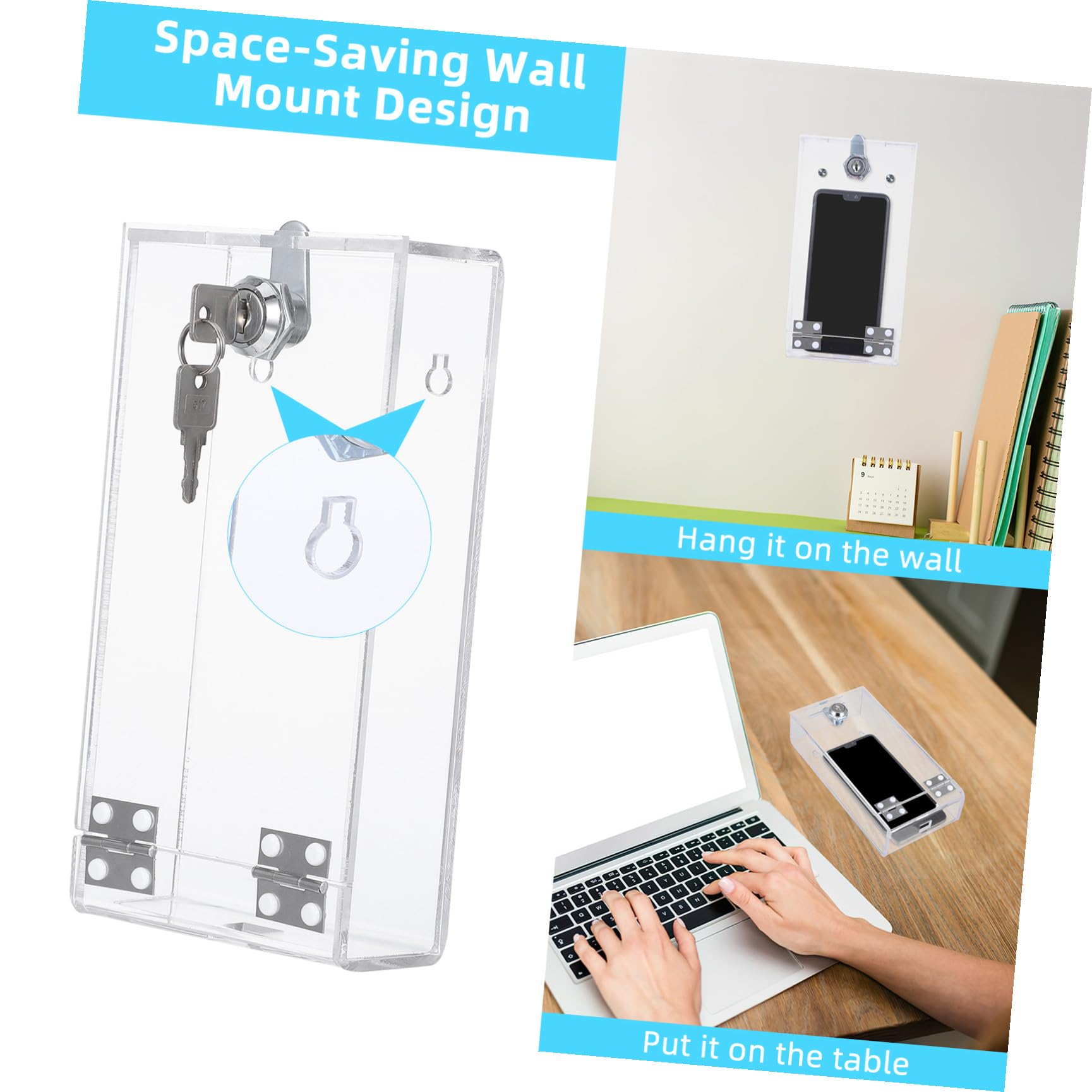 Boîte de Verrouillage Pratique pour Téléphone Portable en Acrylique Transparent, Légère et Facile à Transporter, pour Bureau ou École Style Aléatoire