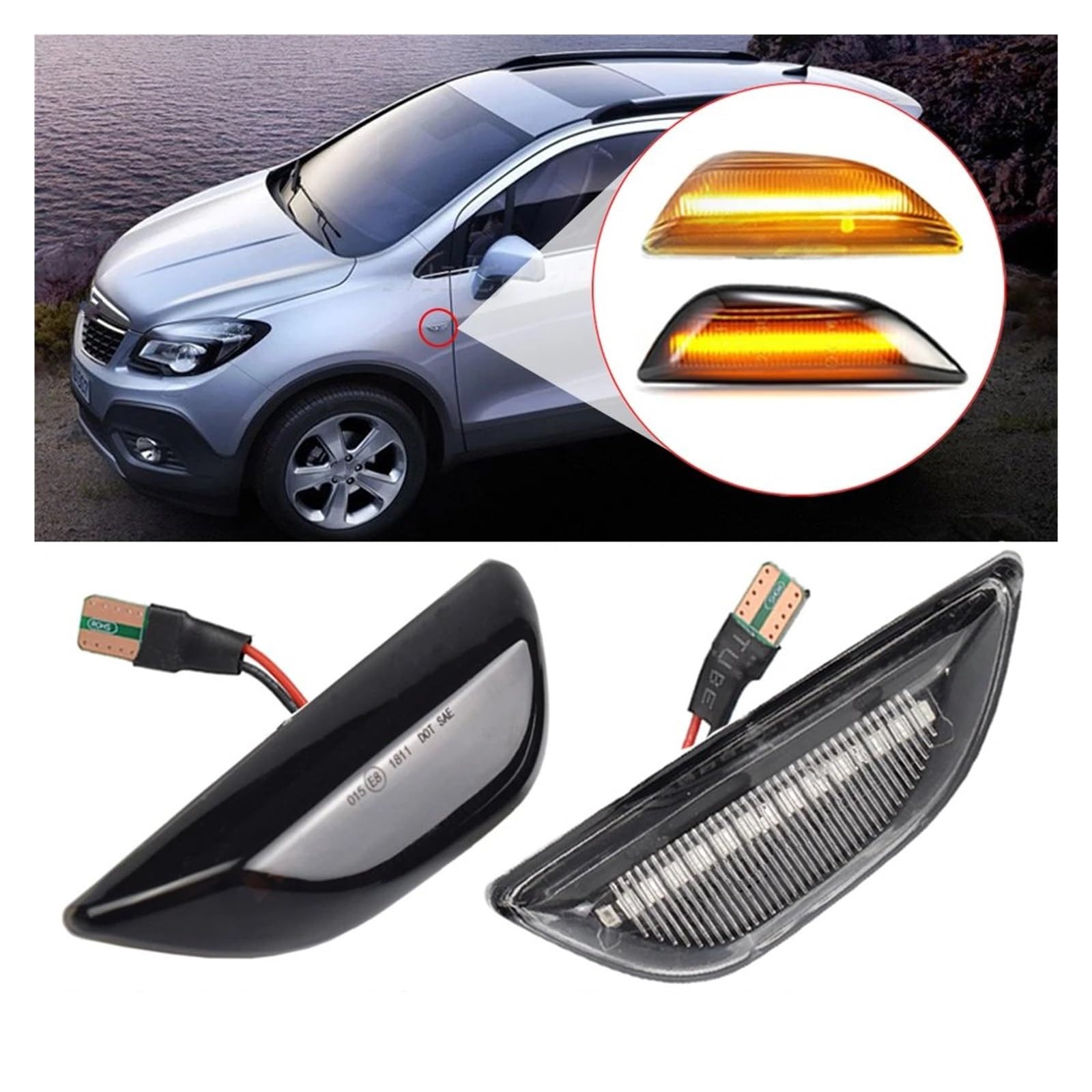 LED Zijspiegel Knipperlichten Voor Opel Mokka & Mokka X (2012-2020) – Dynamische Pijlaansturing, Smokey/clear, Set Van 2, Plug & Play