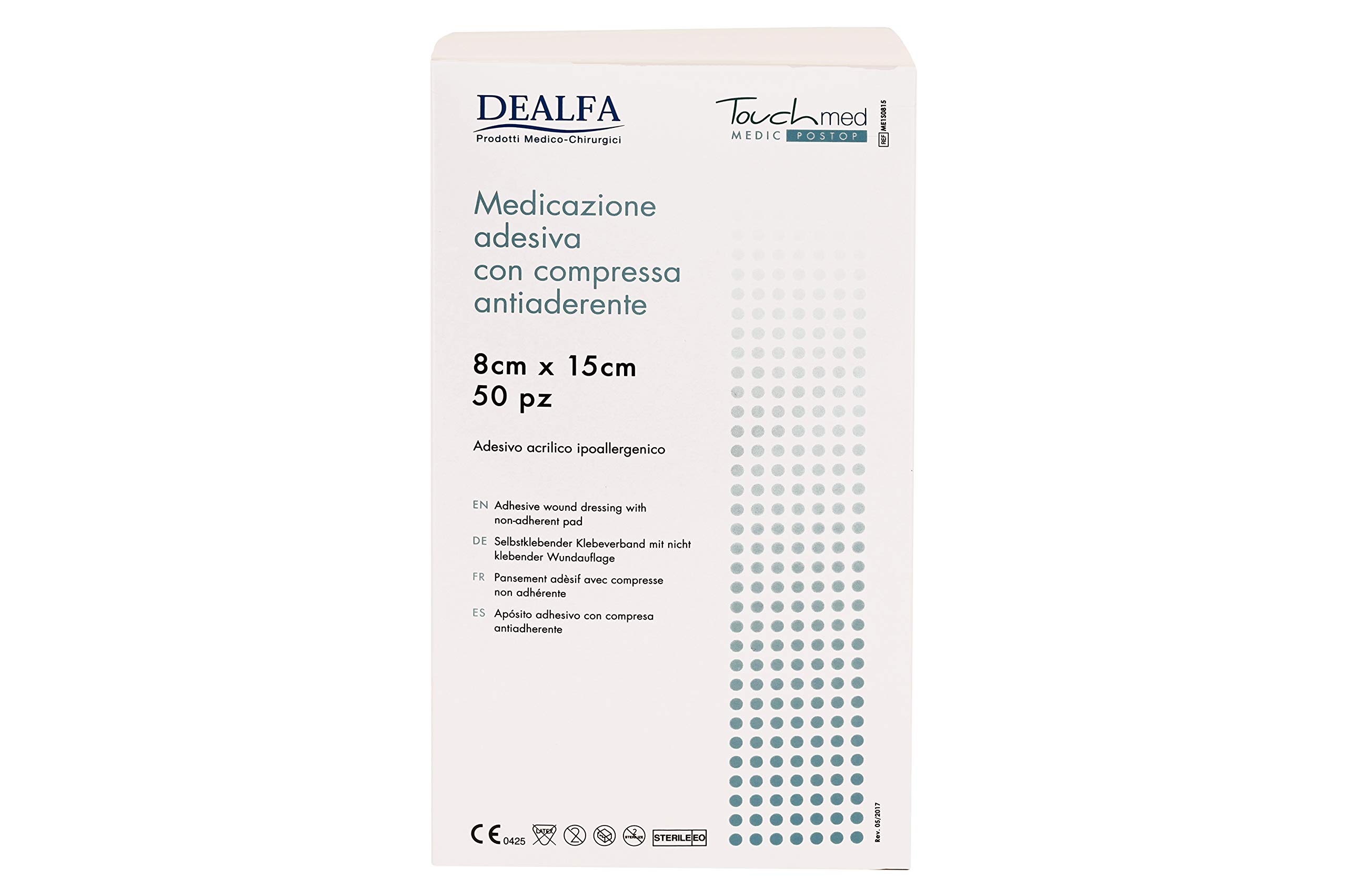 TOUCHMED Cerotto Adesivo Sterile in TNT con Compressa Antiaderente - 8x15 cm - Traspirante e Assorbente - Ottima Adesività - Monouso - Confezione da 50 Pezzi