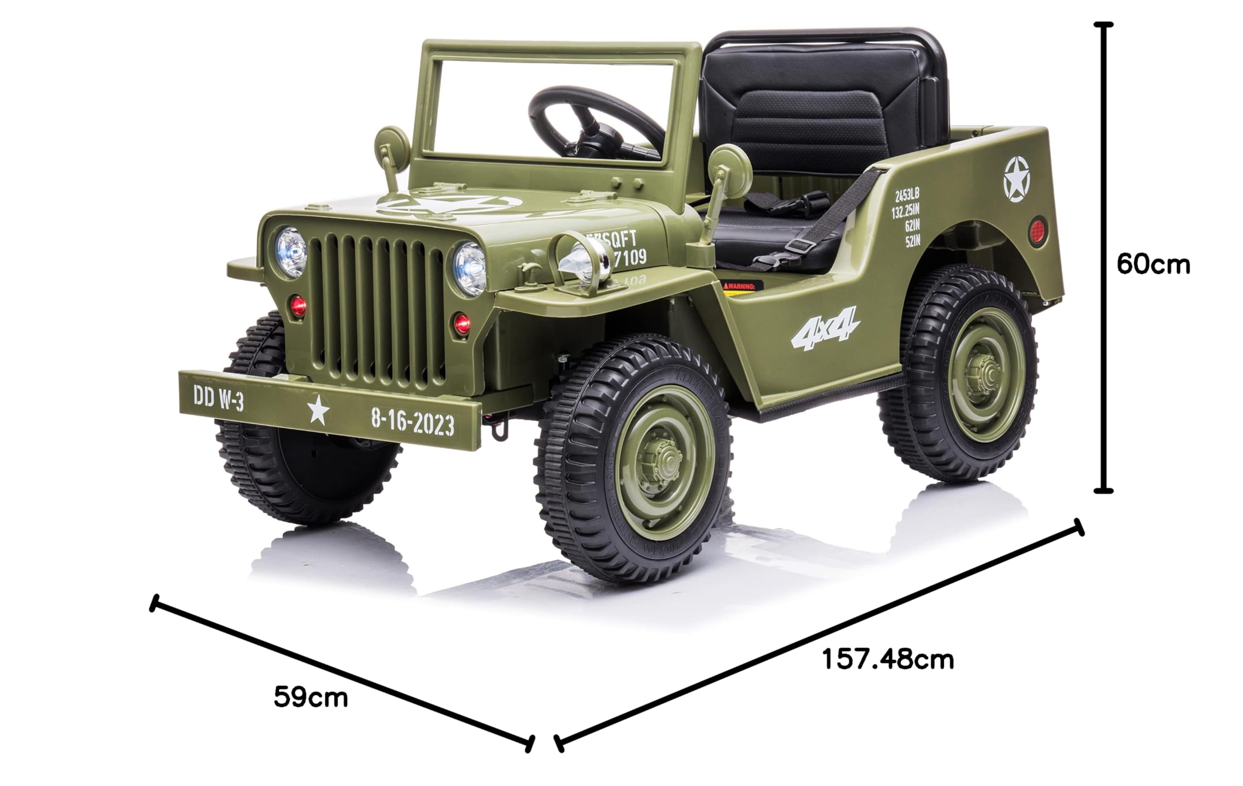 BC BABY SAMOCHODY - Samochód elektryczny dla dzieci z pilotem wojskowym Jeep z 2 silnikami, zawieszeniem/pojazdem dziecięcym 12V z gumowymi kółkami i siedzeniem ze sztucznej skóry. (Zielony)
