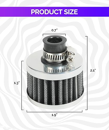 Miniatura 2 de RACOONA Filtro de respiradero, filtro de entrada de aire de 0.47 pulgadas, accesorios de automóvil, filtro de entrada de aire turbo para automóvil,