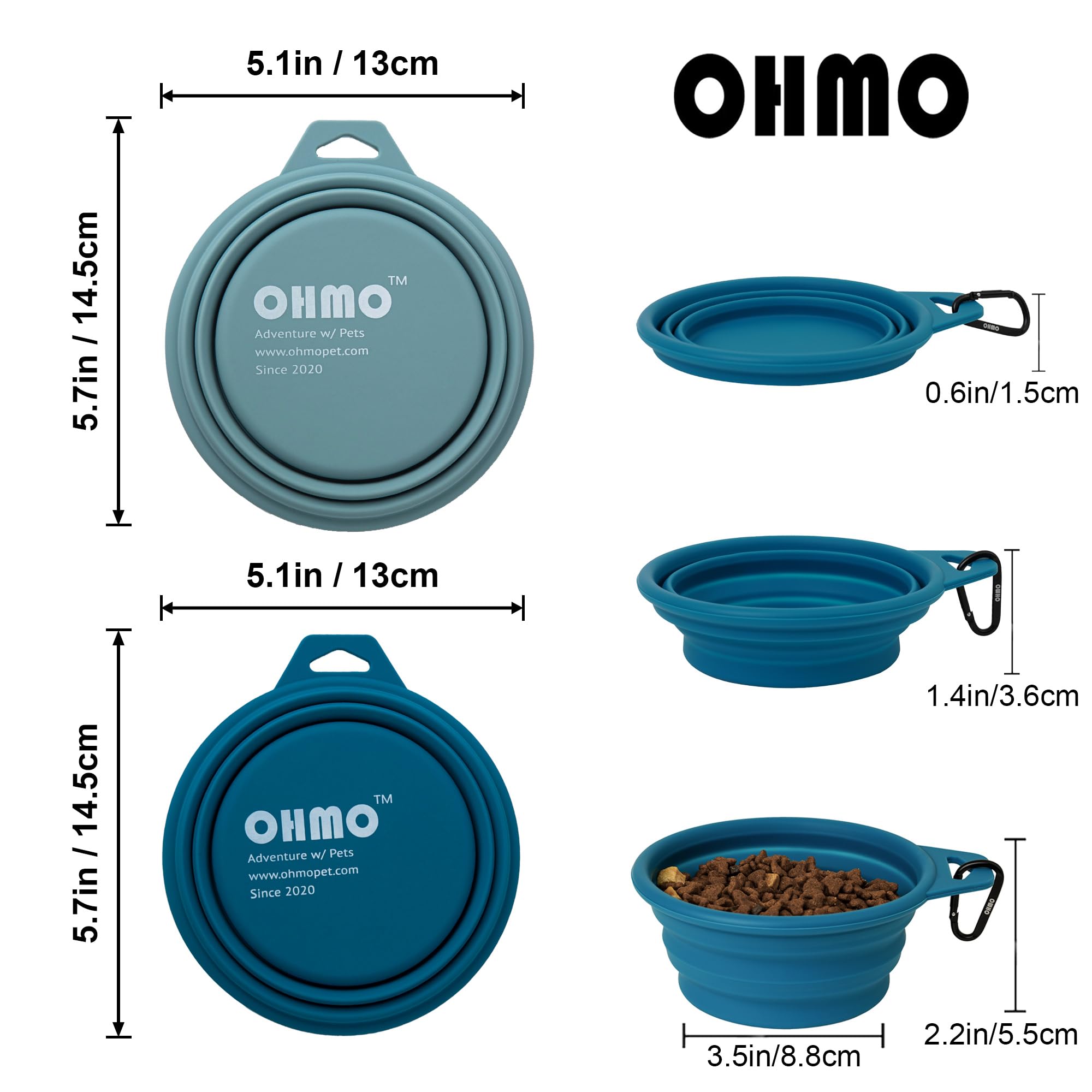 OHMO Collapsible Dog Bowl, (2 Pack 400ml) Premium Silicone Pet Water Bowls for Cats & Dogs - Image 3