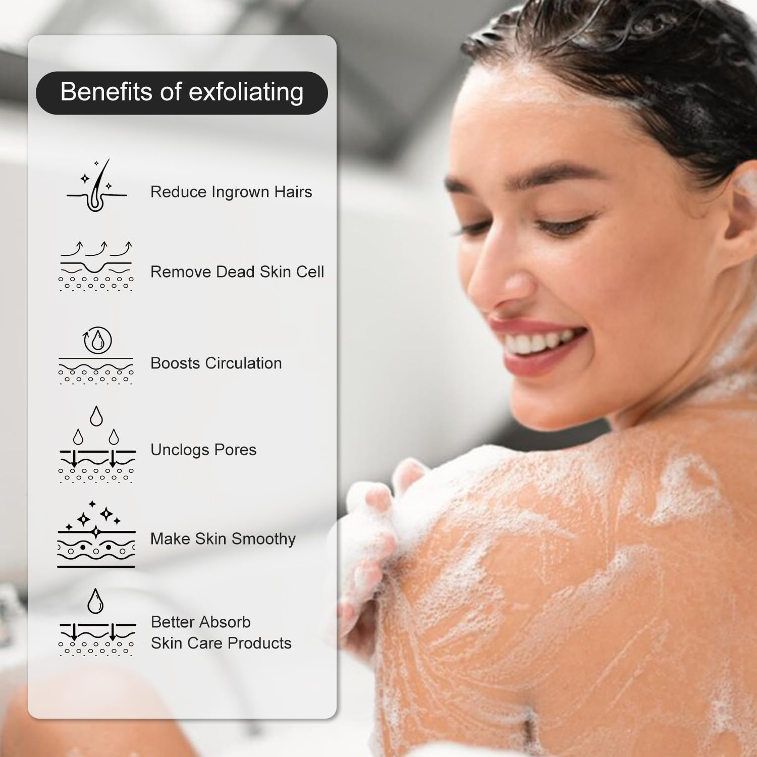 Guante exfoliante profundo, guante exfoliante para ducha, removedor de piel muerta y exfoliante de piel para cuerpo, guante exfoliante corporal para queratosis pilaris, guante de exfoliación corporal,