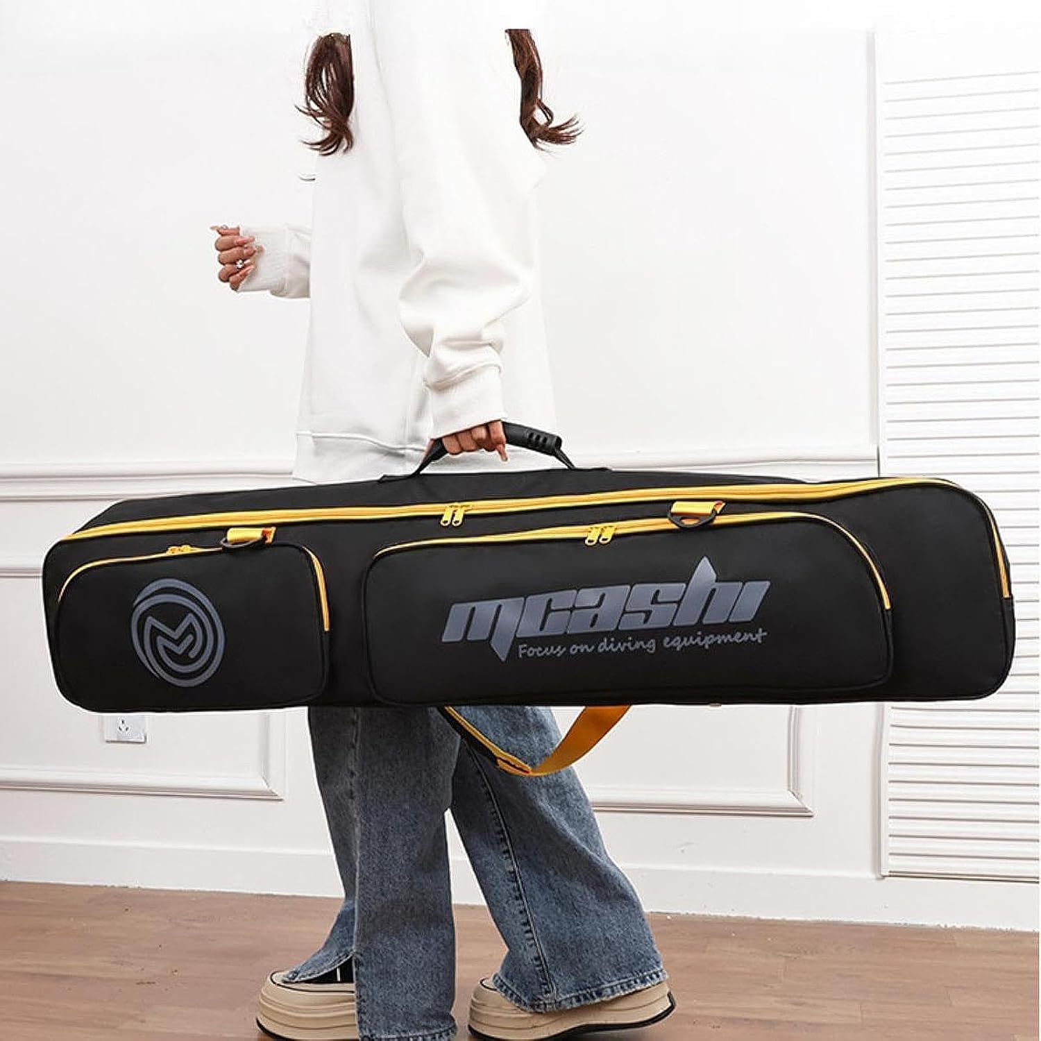 Long Fins Bag Handbag Flippers Bag Scuba Gear Storage for Snorkel Freediving for Men Women, Black