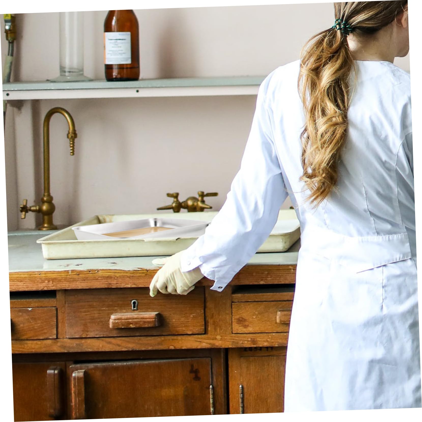 MAGICLULU Vassoio Di Dissezione in Metallo Inox 304 Per Laboratorio Biologico, Piastra Per Studio Del Corpo in Metallo Resistente, Vaschetta Per Dissezione Con Cera Per Scuole Medie e Superi