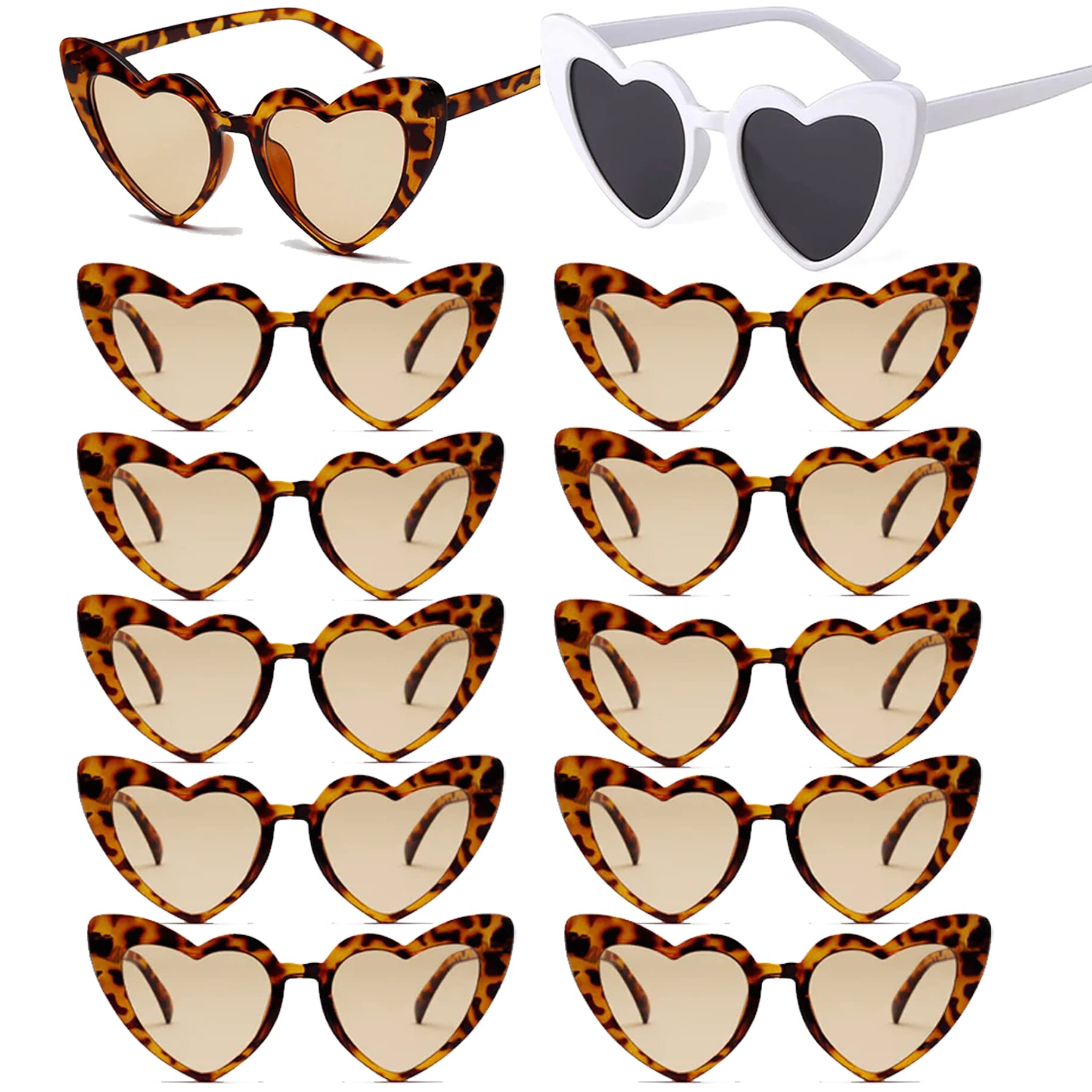 Bachelorette Party Favor Sunglasses 6 Pack Retro Cat Eye Heart Sunglasses for Women Bridesmaid Proposal Gifts