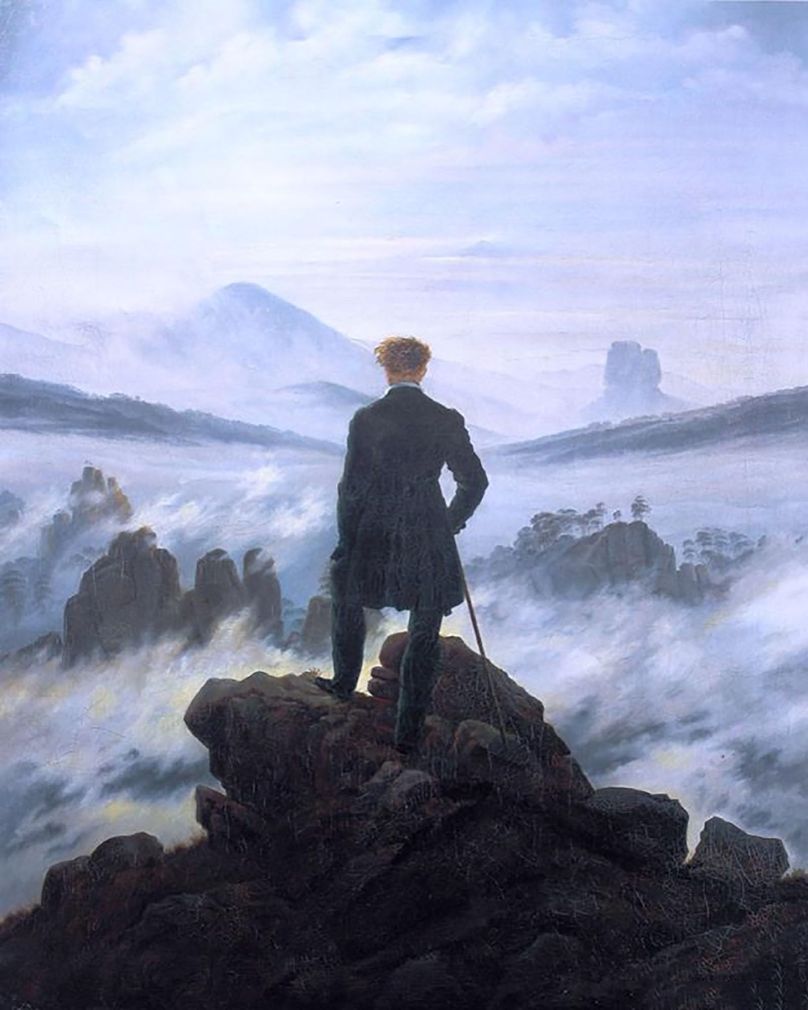 ZHXXFD Paint By Numbers for Adults Kids Beginners Landscape Famous Paintings Without Frame 40X50CM Wanderer Über Dem Nebelmeer - Caspar David Friedrich,A4