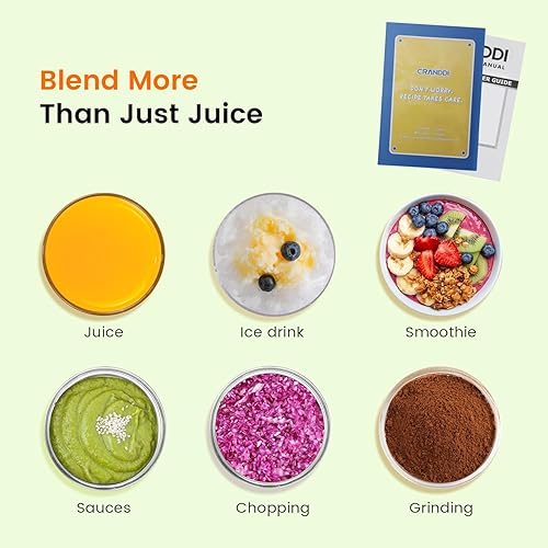 Miniatura 7 de CRANDDI Licuadora comercial profesional, máximo 1500 W, jarra de 80 onzas, potente licuadora con manipulación para batidos, trituración de hielo,