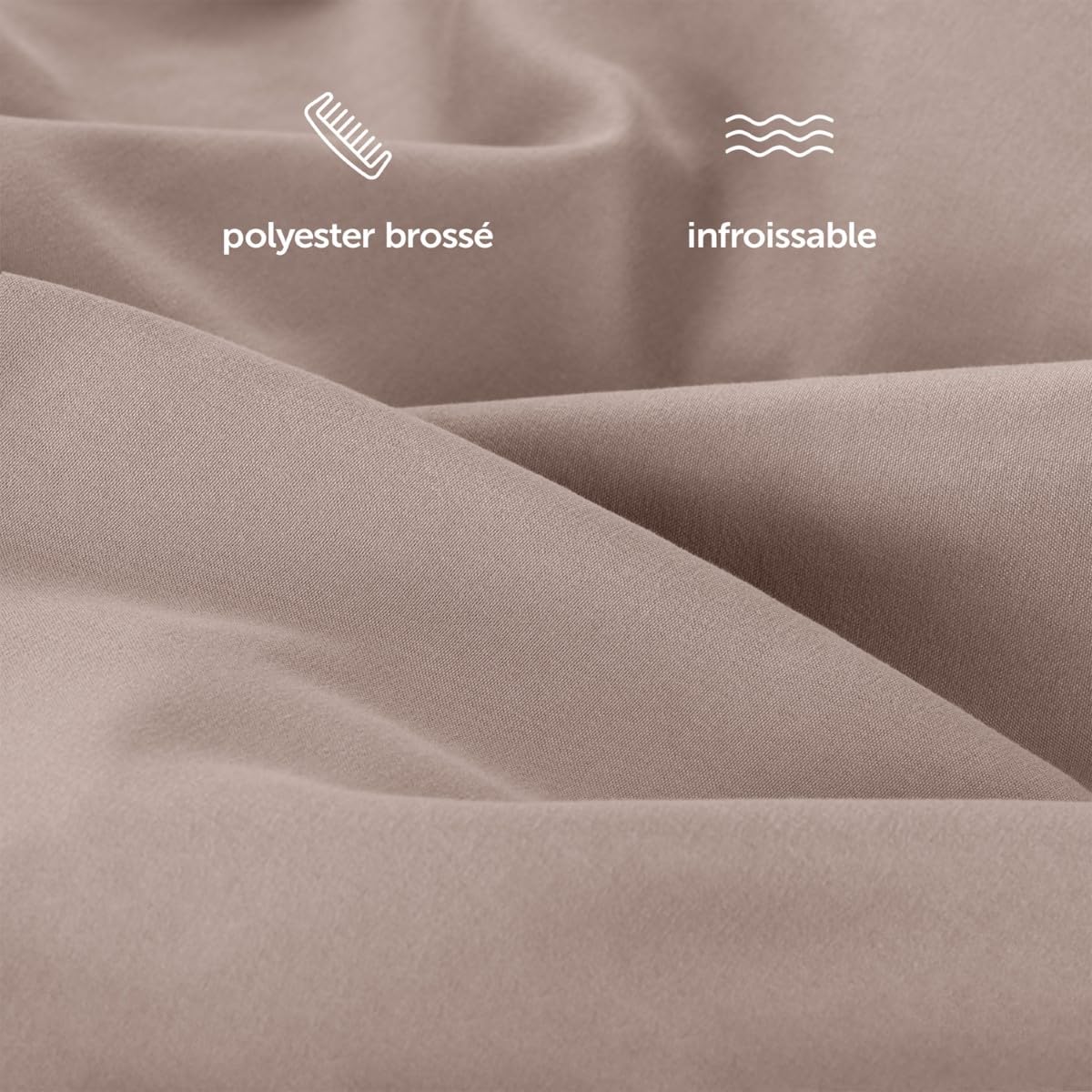 Blumtal - Parure De Lit 160x200 en Microfibre - 3 Pièces - Drap Housse 160x200 + Drap Plat 2 Personnes (240x275) + 2 Taies d'oreiller 50x80 - Taupe