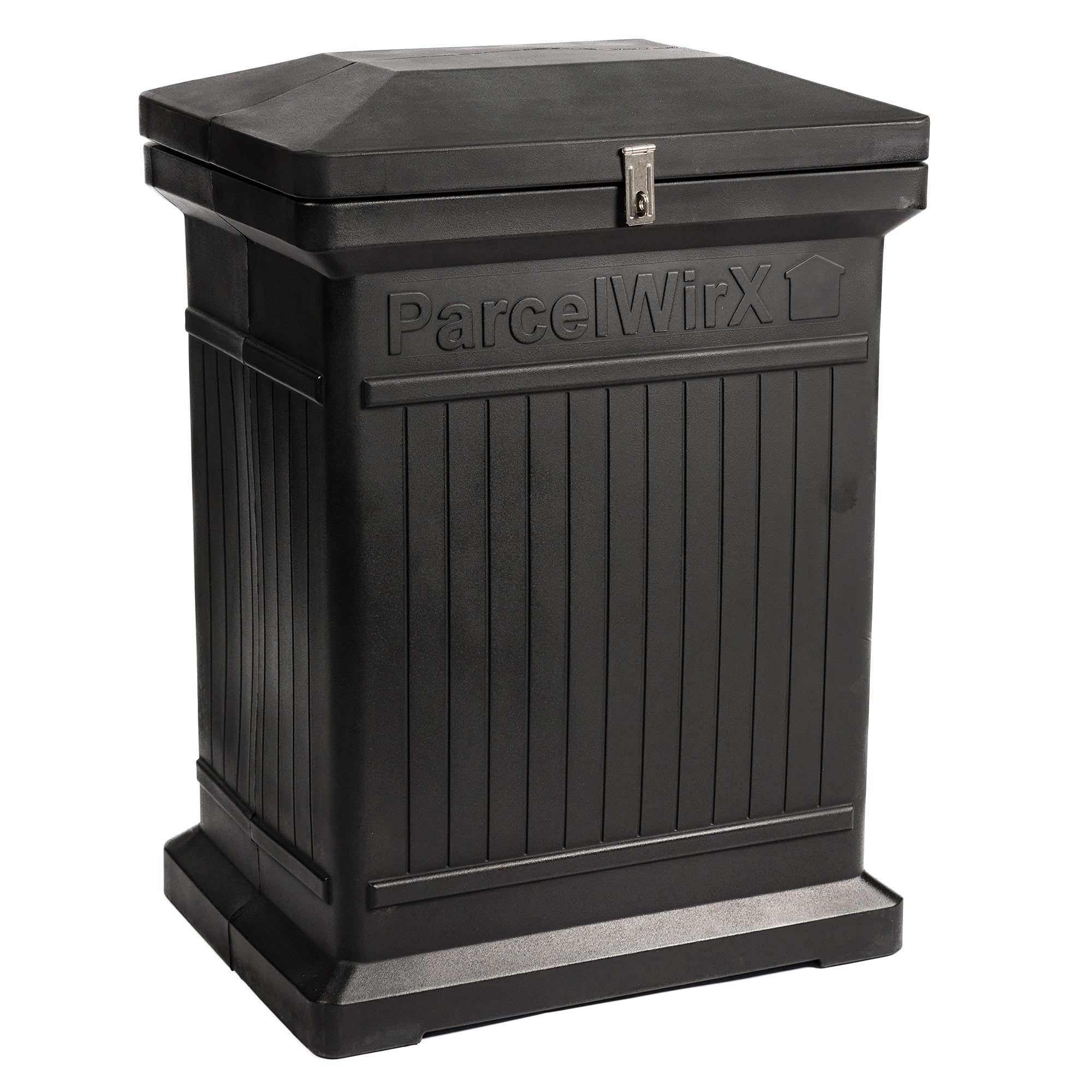 RTS Home Accents ParcelWirx Premium Vertical Storage Cabinet/Lockable Package Delivery Box with Hinged Lid, Black