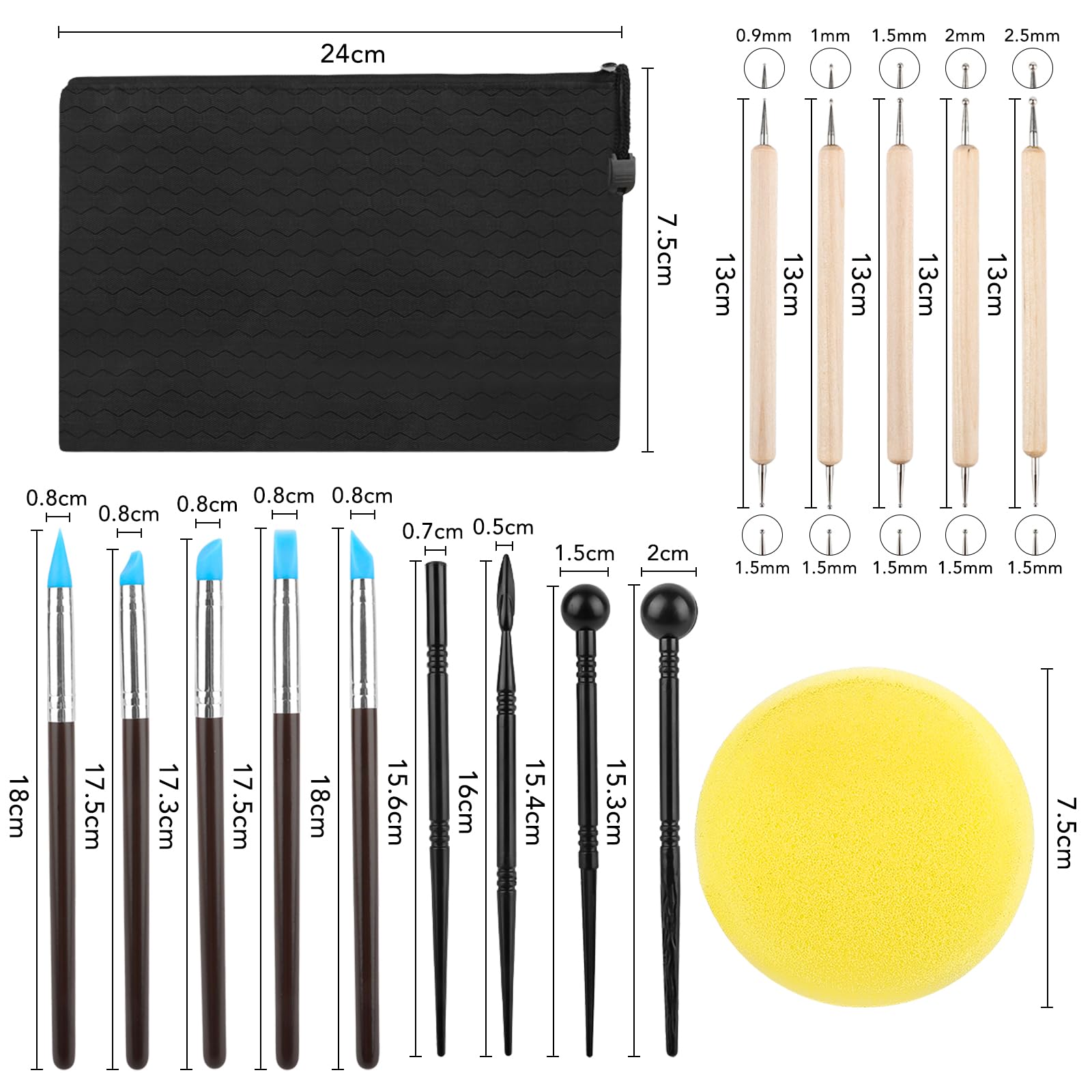 Image secondaire de 42 pcs Outils kit poterie,Outils de Sculpture,Outil Sculpture Modelage, Outil Modelage Clay Sculpting Tools, Avec Sac Rangement,