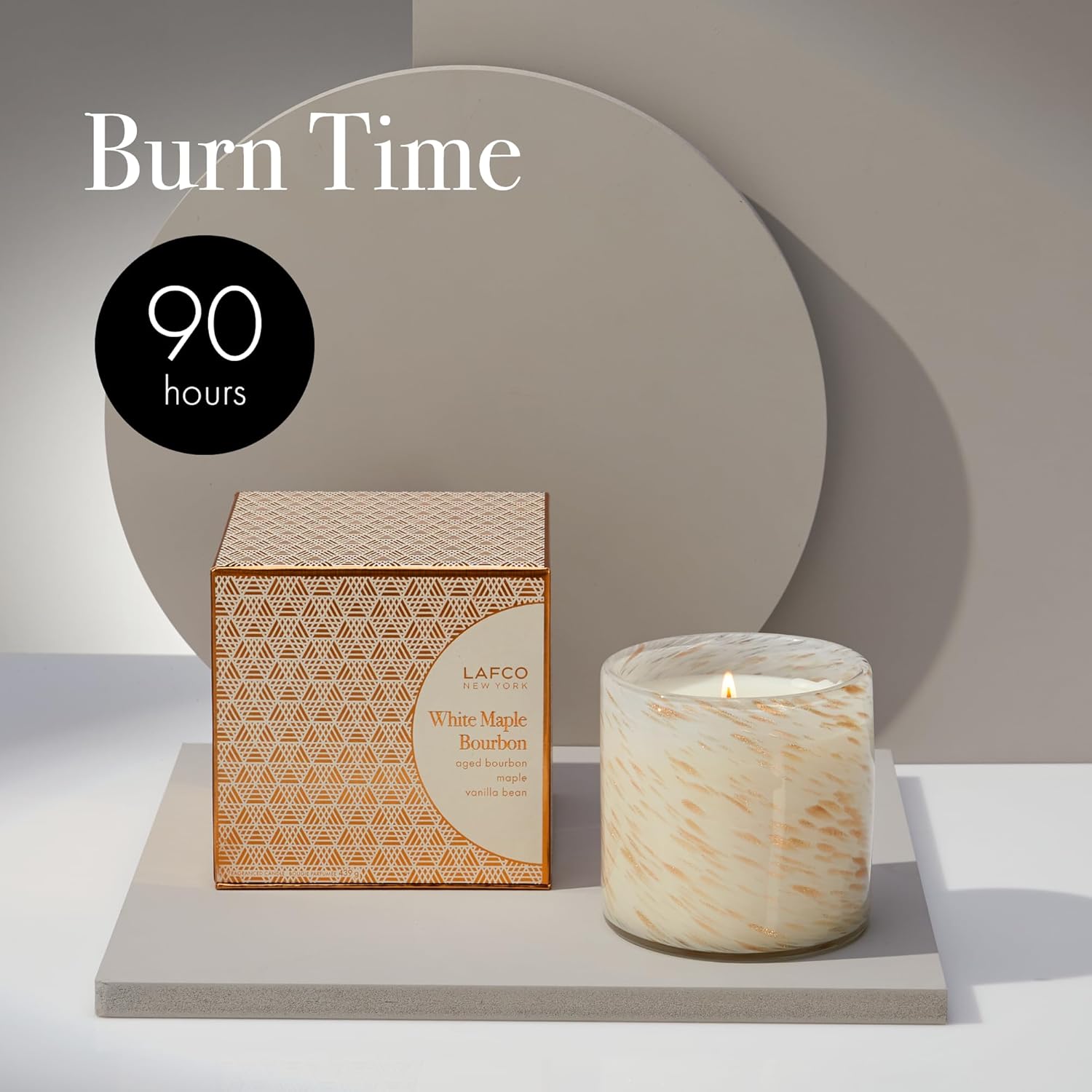 LAFCO New York Holiday Signature Candle, White Maple Bourbon - 15.5 oz - 90-Hour Burn Time - Reusable, Hand Blown Glass Vessel - Made in The USA