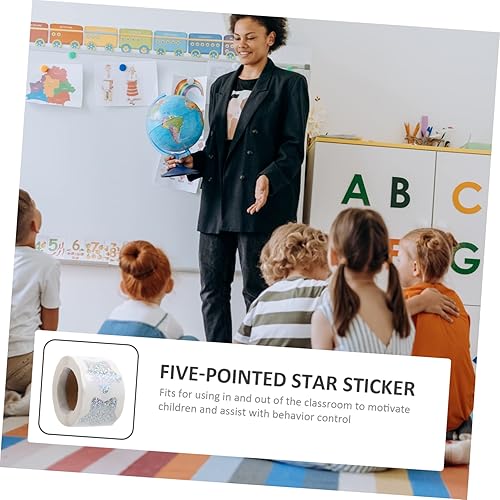 Vista 4 de STOBOK 5 Rolls Star Reward Sticker Holographic Star Sticker Teacher Stickers Sticker Labels Reward Star Labels Adhesive Stickers Reward Decals