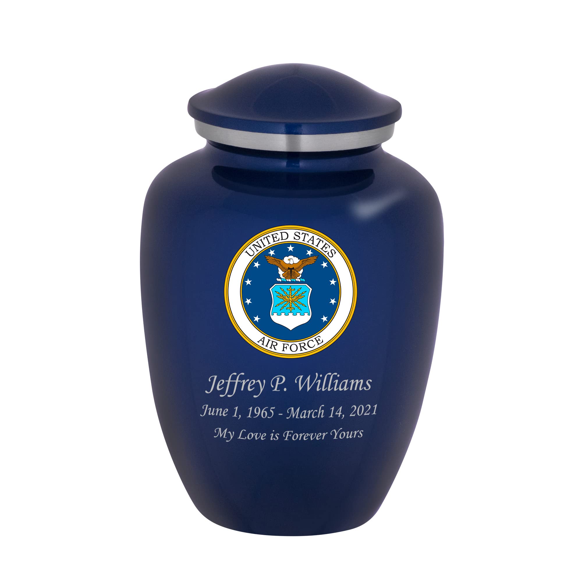 Homage Large Air Force Full Color Emblem Cremation Urn for Human Ashes - Vase Style Cremation Urns for Adult Ashes - 200 Cubic Inch Capacity -