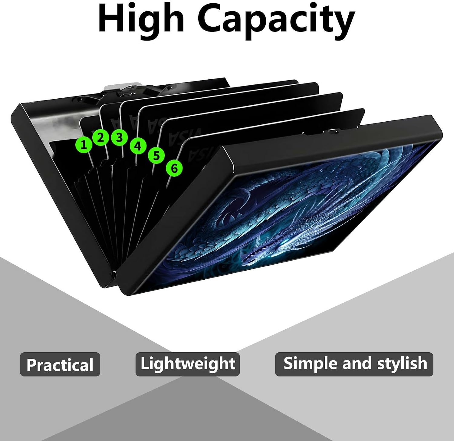 Credit Card Holder, Cool Dragon Design Mini RFID Blocking Aluminum Wallet Slim Metal Hard Case Shell Travel Wallet ID Case Small Credit Cards Case Business Cards for Women Men Girls image 5