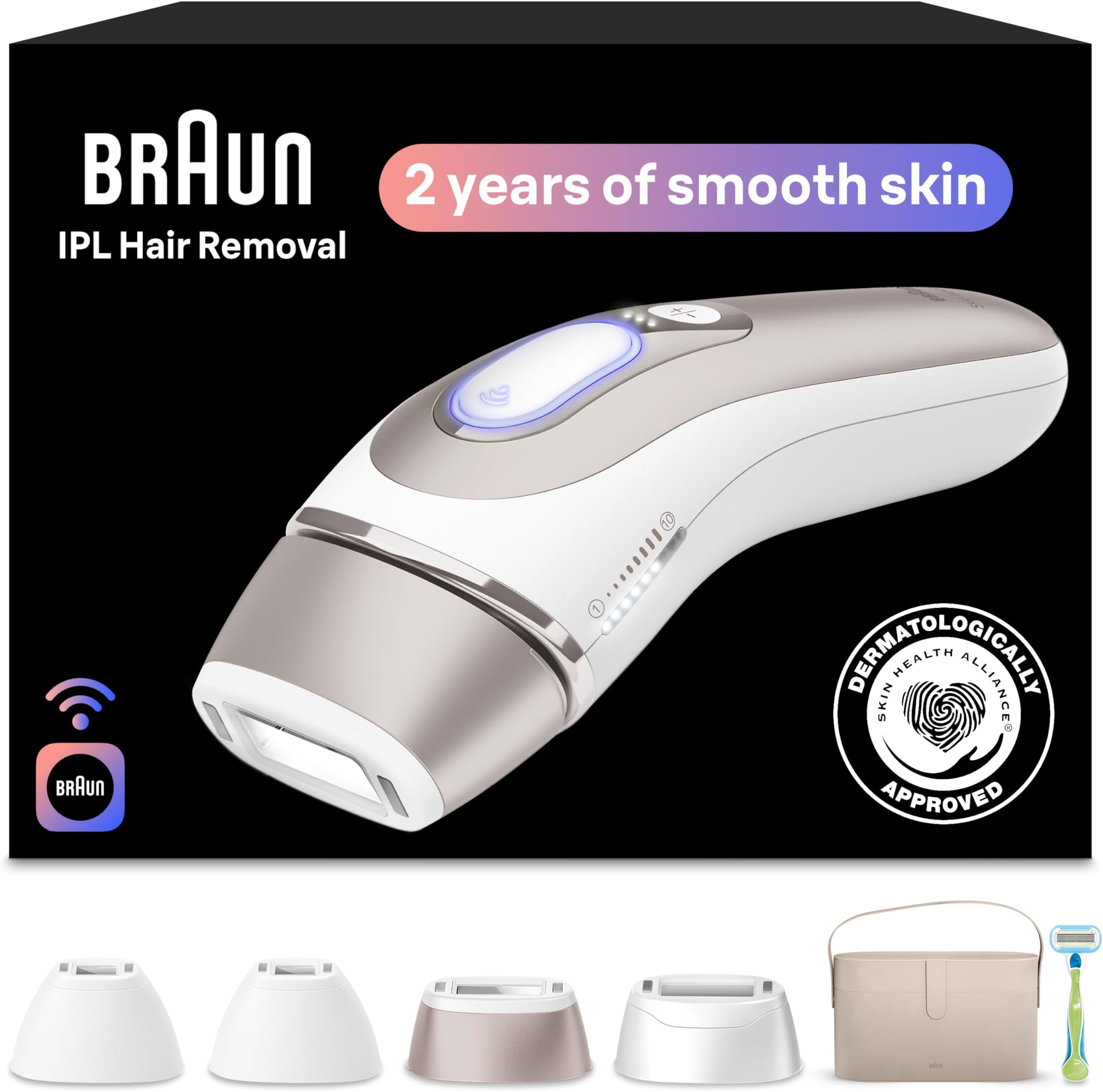 Smart IPL, Skin i·Expert Pro 7, VOGUE's Best Hair Removal Device, IPL Hair Removal for Women and Men, Permanent Laser Hair Reduction At-Home, World's 1st Smart App, 4 Heads, IPL7387
