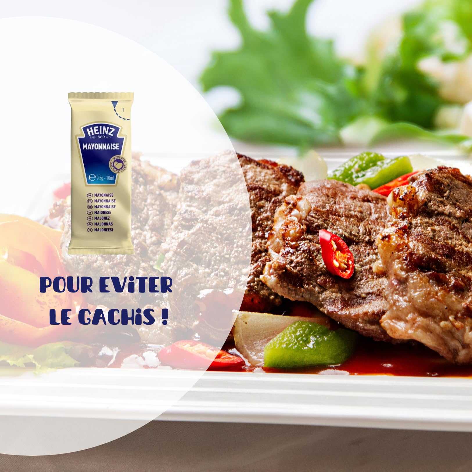 HEINZ Mayonnaise Sticks Individuels 10ml | 30 Doses de Sauce Crémeuse Œufs Plein Air pour Burgers Frites Salades