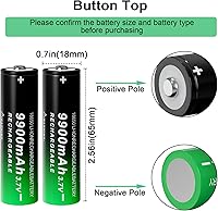 Vista 6 de 18650 Batería recargable 9900mAh 3.7V Li-ion Baterías 18650 Botón de batería Top 2 Pack para linternas Faros