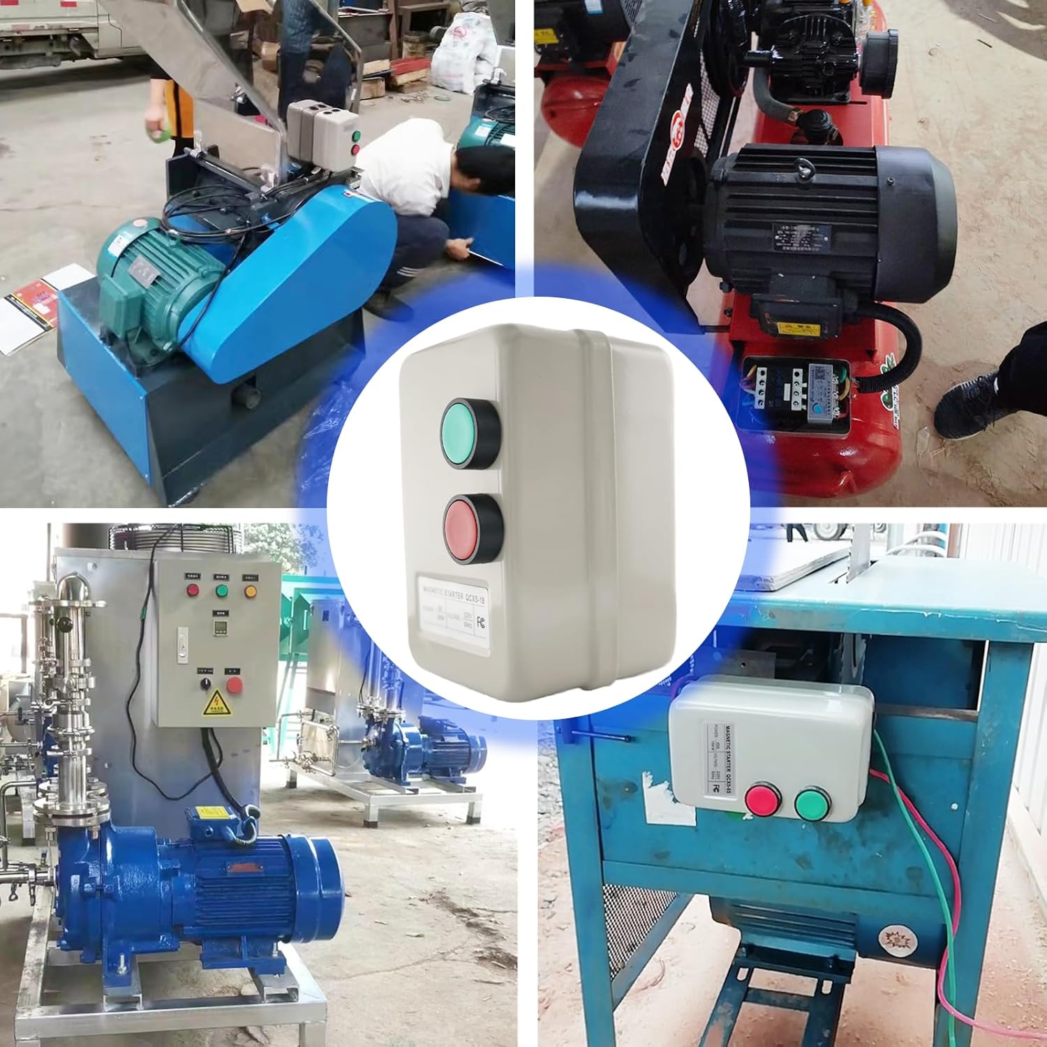 Magnetic Motor Starter 220V Magnetic Electric Motor Starter for Air Compressor, 3-Phase/Single-Phase Switch Magnetic Starter