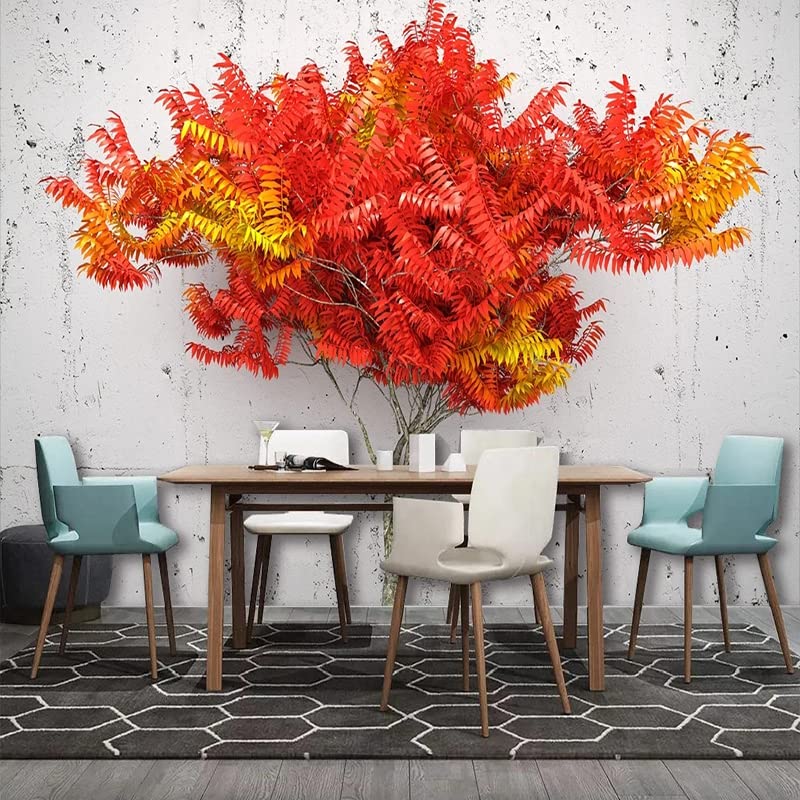 Papier peint mural 3D rouge plante arbre de décoration maison salon 250x175