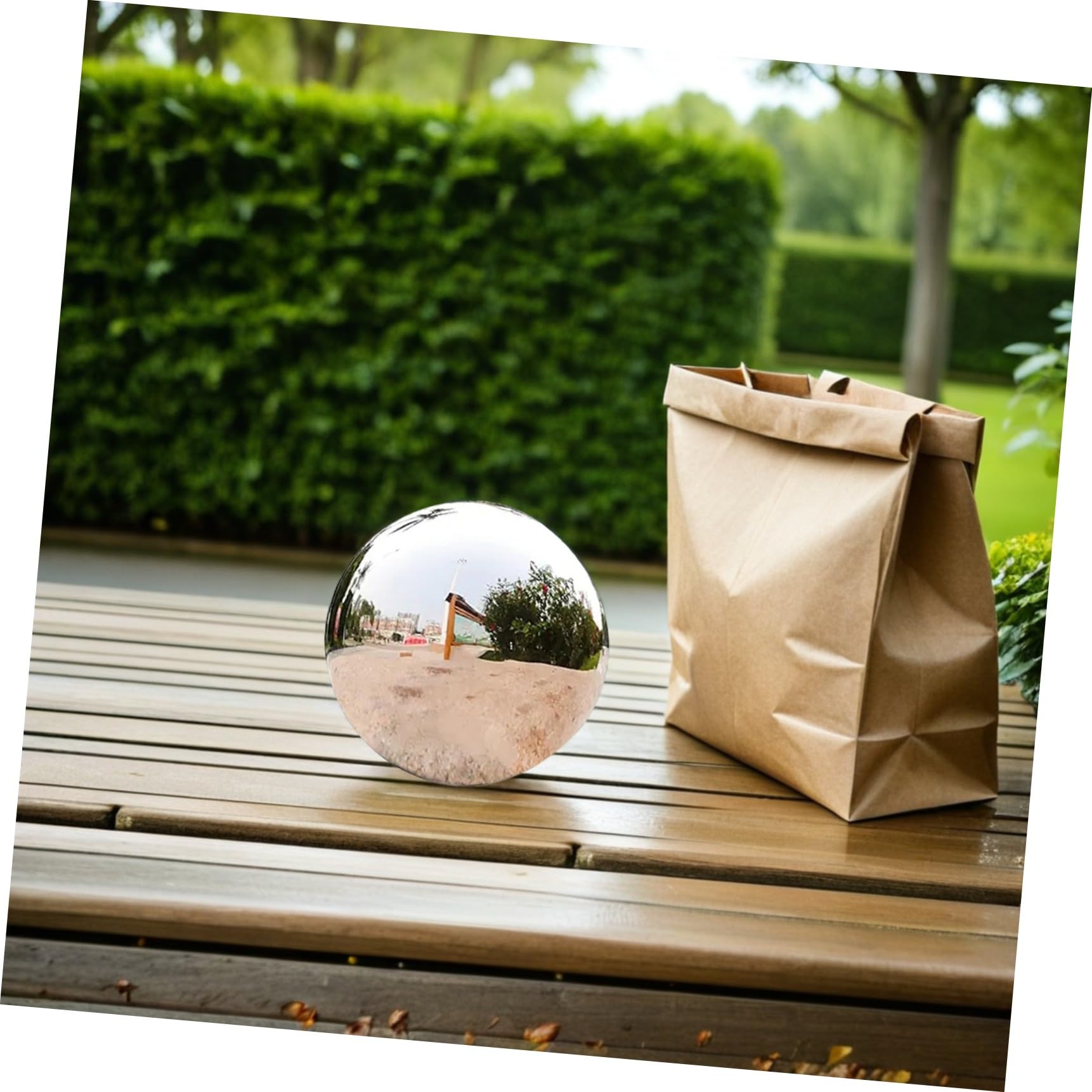 Boule Miroir Réfléchissante en Acier Inoxydable pour Décoration de Jardin Extérieur, Sphère Argentée Résistante et Brillante pour Pelouse et Photographie