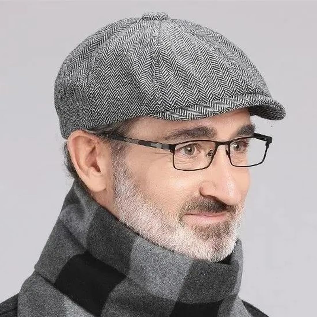 Coppola Uomo Berretto Piatto - Stile Irlandese, Taglia Unica Regolabile, Grigio, Cotone/Poliestere, Per Tutte Le Stagioni - Foto 5