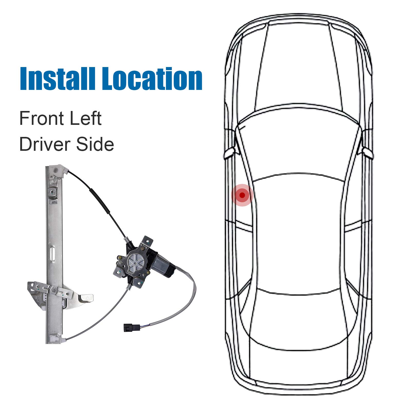 BOXI 748-172 Front Driver Side Power Window Regulator With Motor Fit For Chevrolet Impala 2006-2013 Impala Limited 2014-16 10338555 22894021 25890045