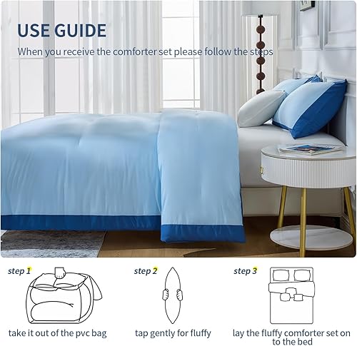 Miniatura 8 de Juego de edredón tamaño Queen, edredones de tamaño Queen adecuados para todas las estaciones, juegos de edredón suave de 3 piezas, 1 edredón (88 x