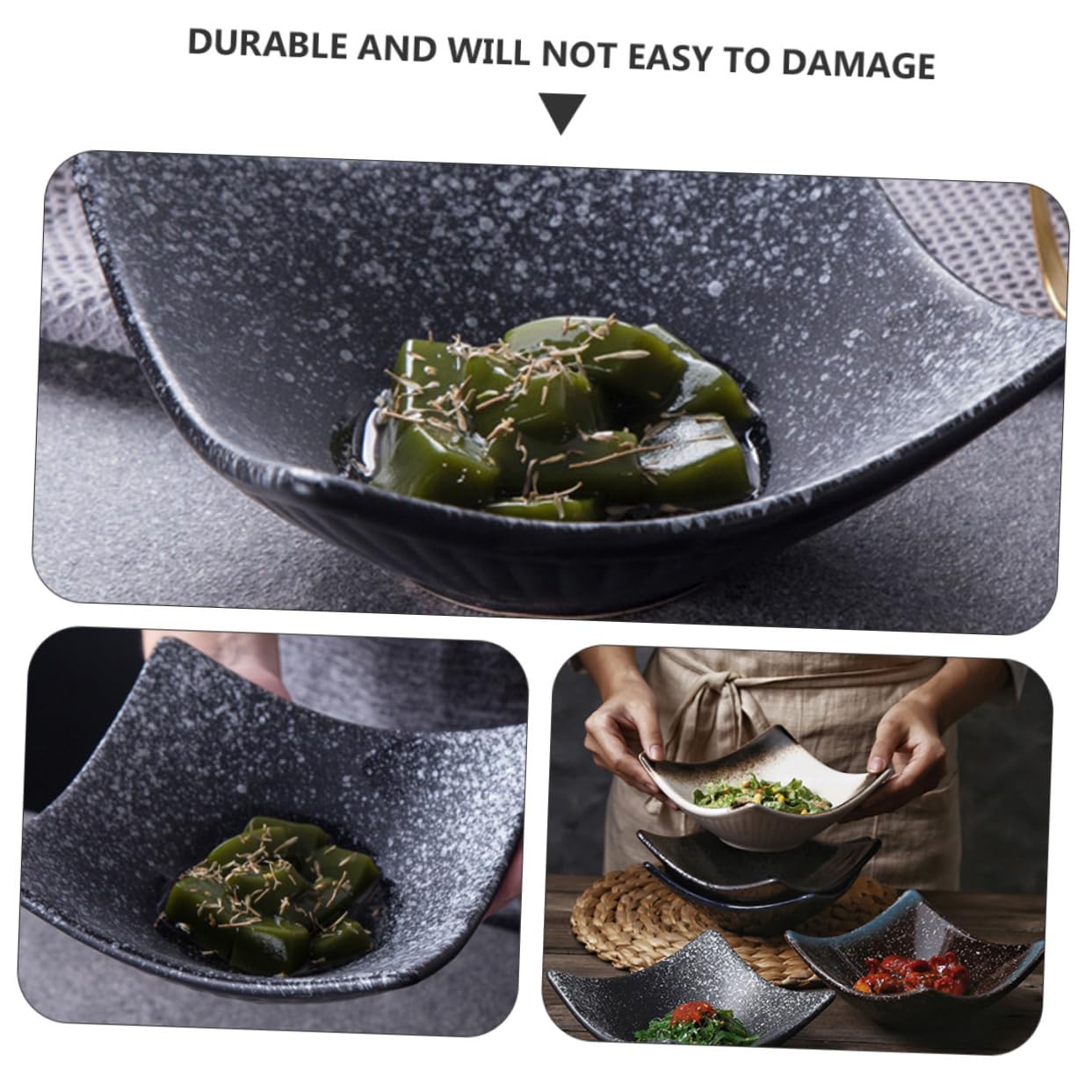 COLLBATH Square Sauce Plate Ceramic Seasoning Bowl for Dipping for Side Dishes Snacks Seasonings for Home Restaurant Use