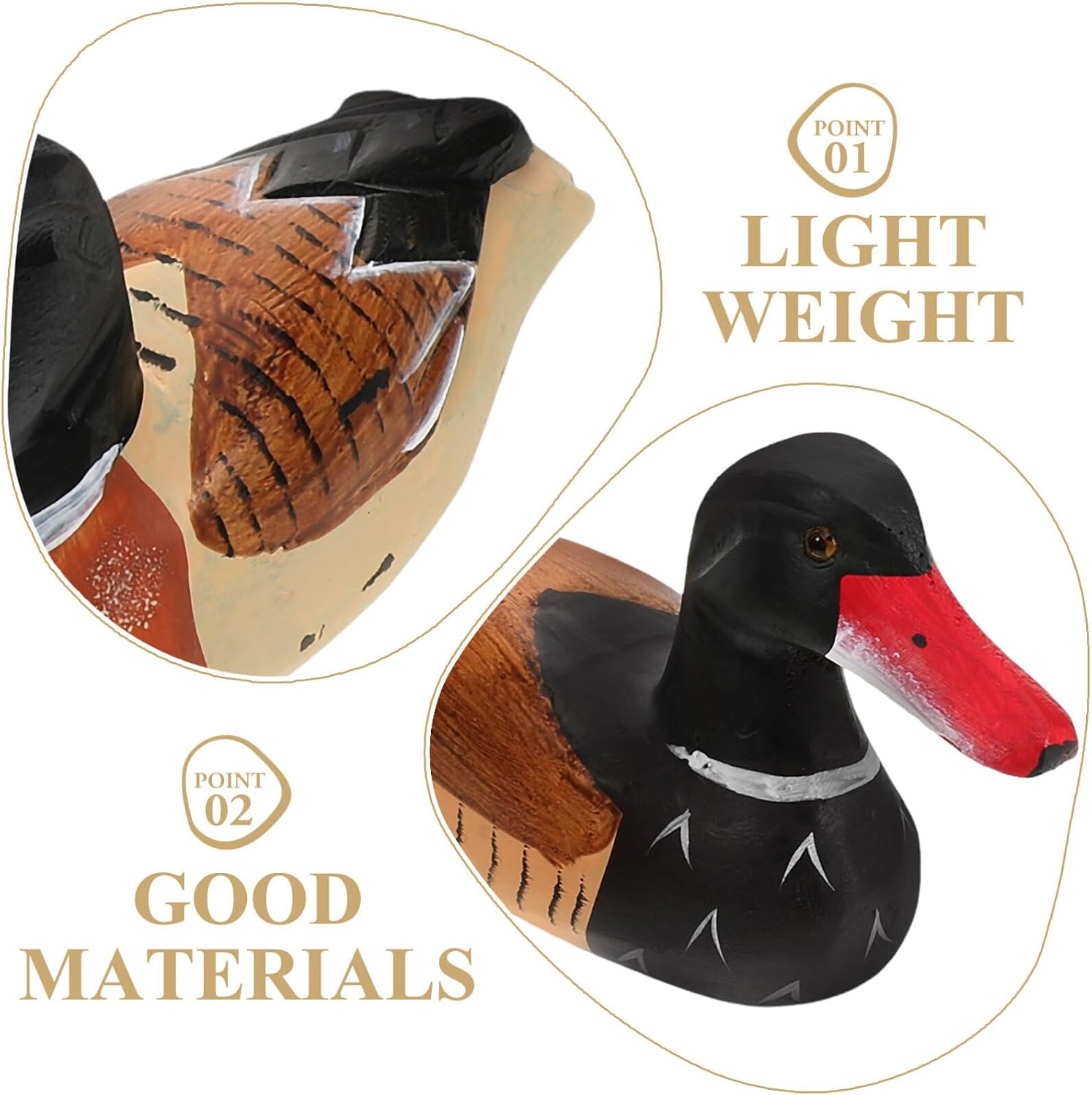 Alipis Art Duck Decoration Duck Art 2pcs Wooden Ducks Statue Hand Engraving Mandarin Duck Ornament Feng Shui Bird Animal Figurine Wedding Present for Lover Couple Office Home Decor