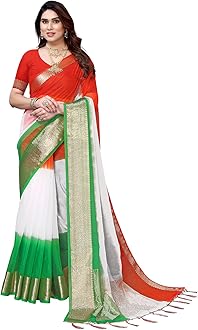 Satrani Women'S Organza Jacquard Border Saree With Unstitched Blouse Piece
