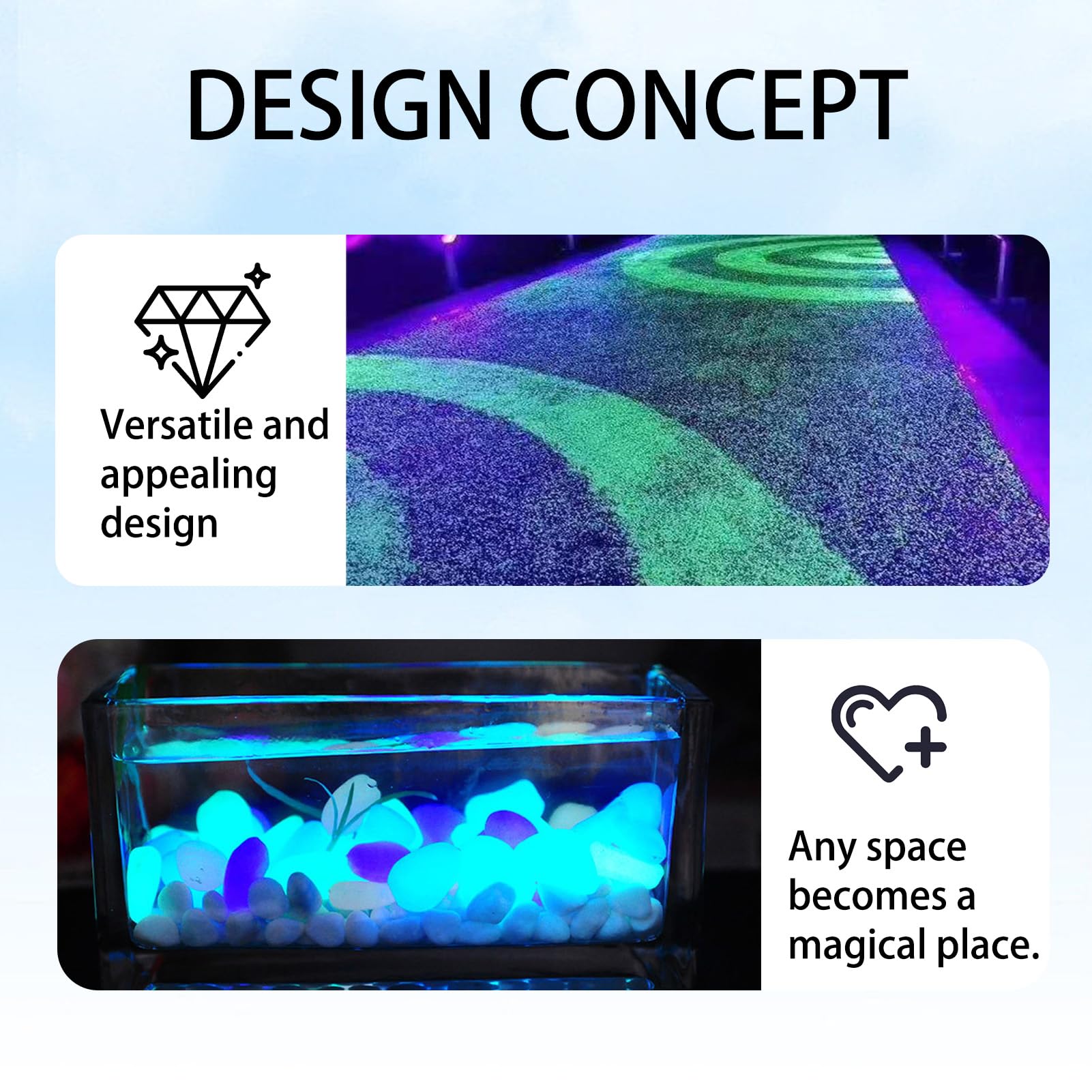 300 Pezzi Pietre Luminose da Giardino, Bianca Pietre Luminosi, Sassi Decorativi Fosforescenti per Esterni, Ciottoli Brillanti per Acquario, Prati, Terrazza e Vasi, Pietra Luminosa Bianco