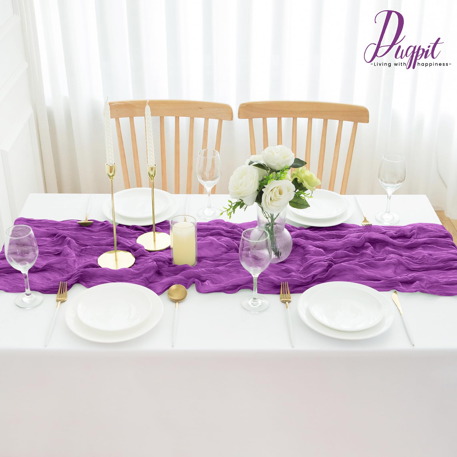 16 x lila Tischläufer aus Seihtuch, 35 x 300 cm lang, Boho-Käsetuch, rustikale Gaze-Tischläufer für Party, Hochzeit, Brautparty, Babyparty, Dekorationen