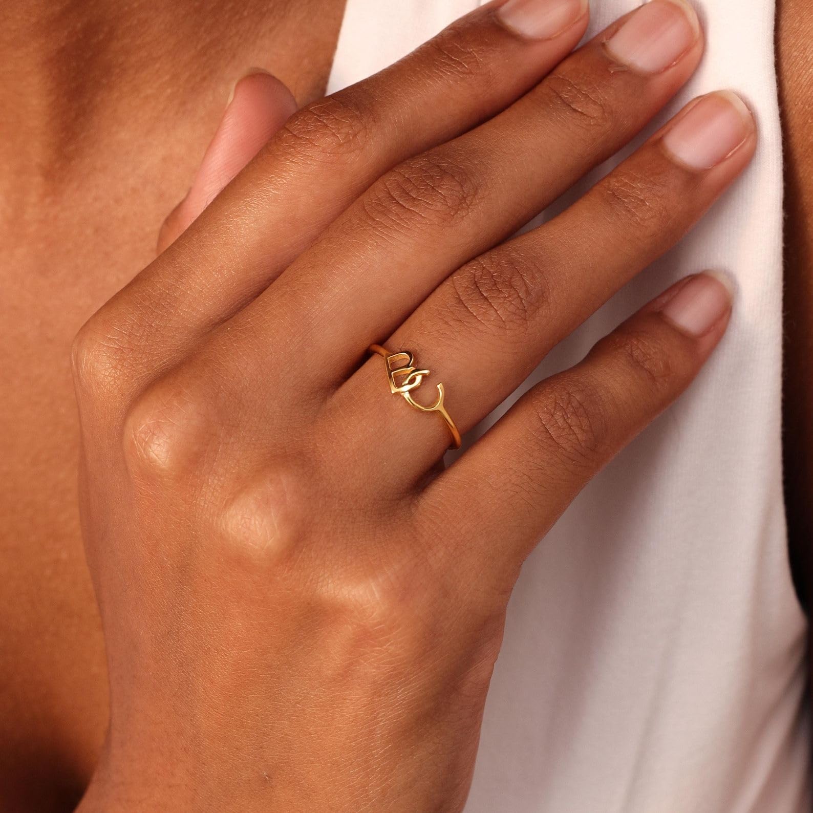 Inicial Anillo personalizado 925 Plata dos iniciales Joyería colgante Joyería Personalizada Nombre de la gema Anniversario Día de la Madre