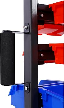 6-Tier Dual-Sided Rolling Bin Rack Heavy-Duty 350 lbs Capacity Storage System with 60 Color-Coded Organizer Bins, Tray & Locking Casters for Garage, Workshop & Office
