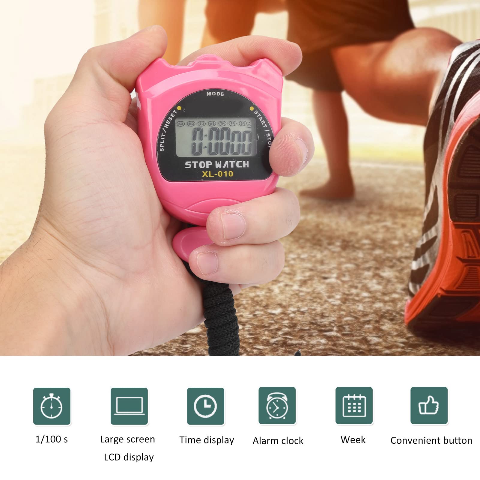 Voluxe Minuterie Électronique de Sport, Chronomètre Rose Imperméable pour Compétitions et Forme Physique