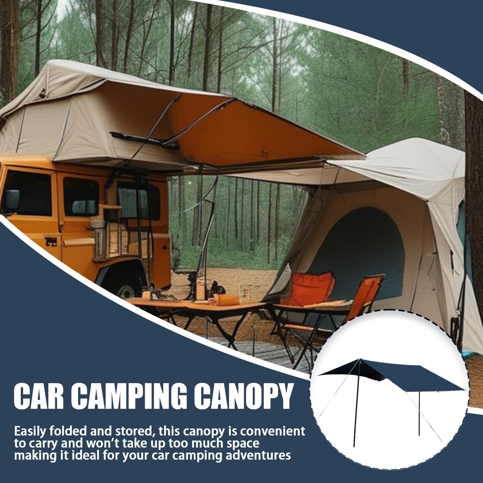 Tettuccio Da Campeggio Per Auto Ampio Spazio Tendalino Costruzione Robusta | Portellone Pensilina Ombreggiante SUV Per Campeggio Picnic Weekend Famiglia Attività Outdoor Viaggi Spiaggia