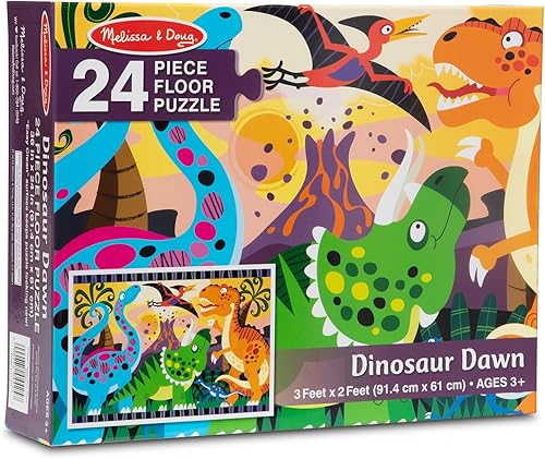 Miniatura 3 de Rompecabezas jumbo de 24 piezas 2 x 3 pies de Melissa  Doug Dinosaur Dawn