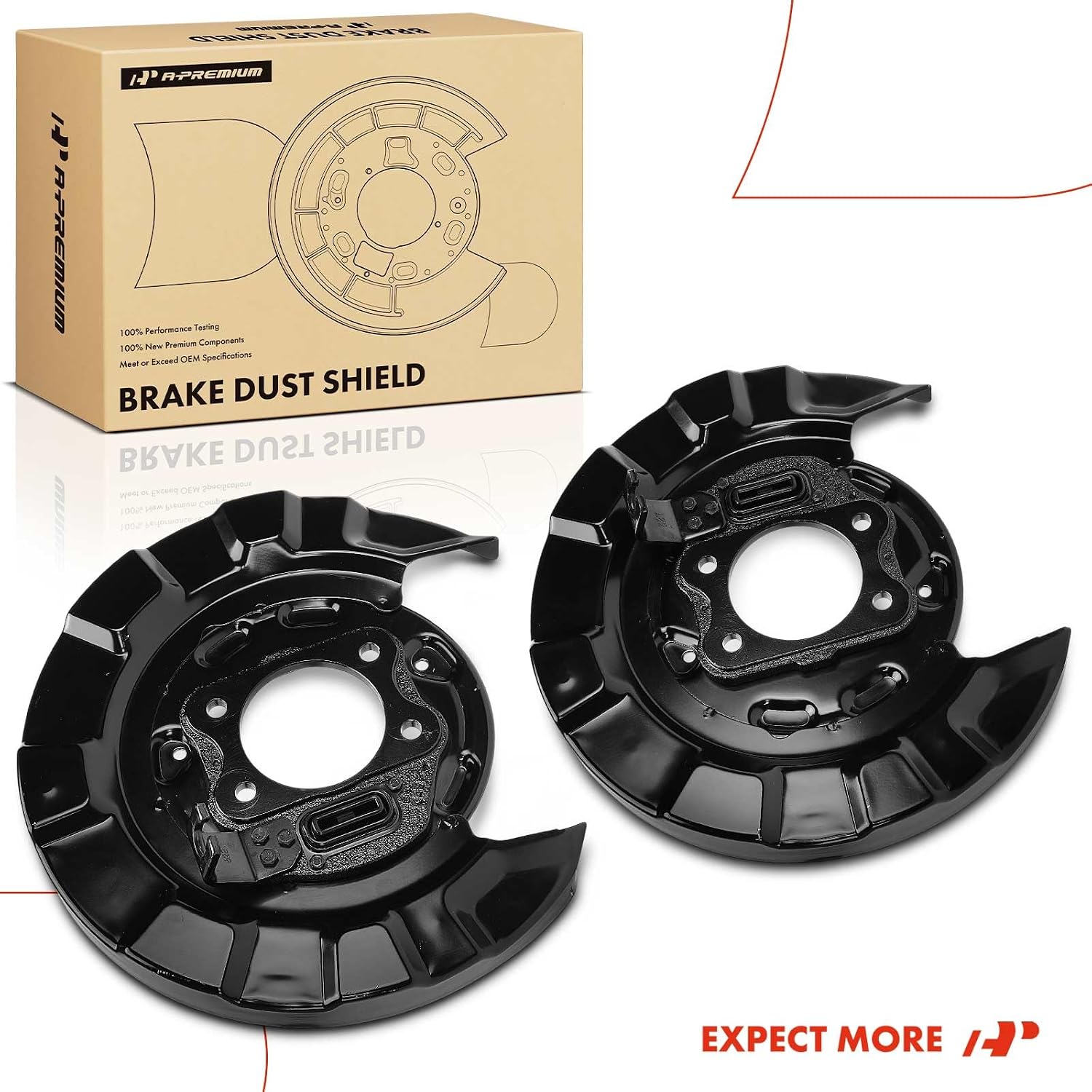 A-Premium 2-PC Set Rear Driver and Passenger Side Brake Dust Shield Compatible with Hyundai Models - Sonata 2005-2010, V6 3.3L
