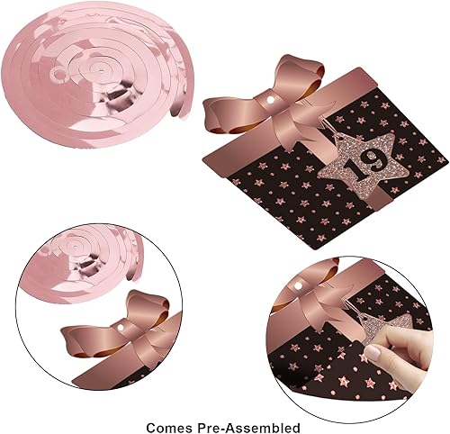 Miniatura 5 de BRT Bearingshui Decoración de techo de remolinos colgantes para fiesta de cumpleaños número 19, celebración, 19 espirales colgantes de papel de