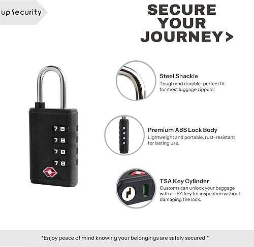 Miniatura 5 de Cerraduras TSA para equipaje, candado de combinación pequeña con indicador de alerta, cerraduras de equipaje aprobadas por la TSA para artículos