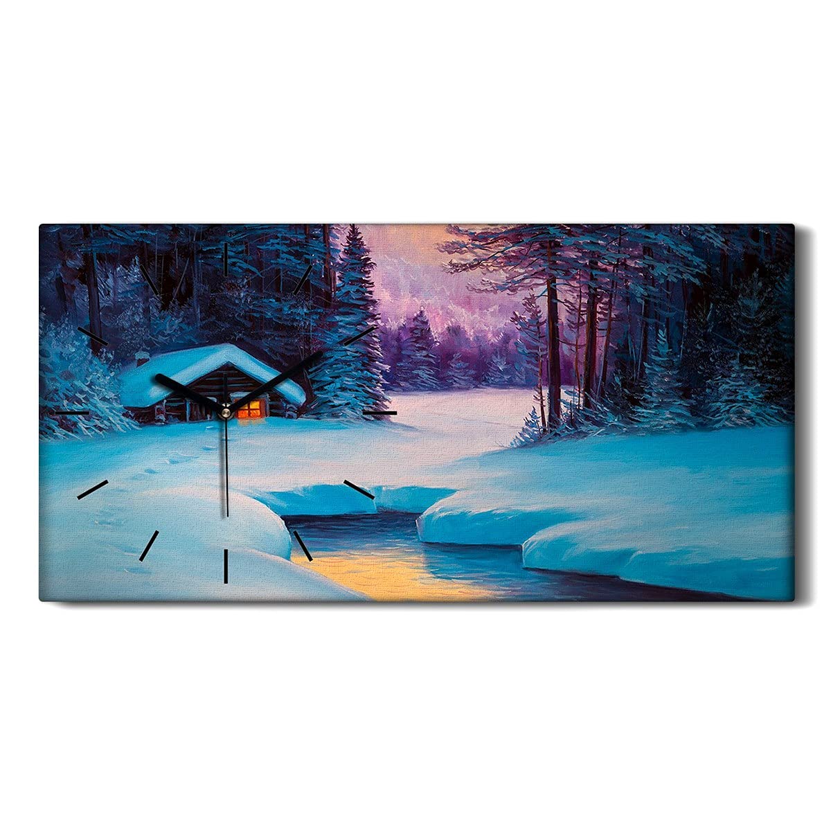 Horloge sur Toile Silencieuse sans Tic-Tac pour Chambre - Décoration Forêt 60x30