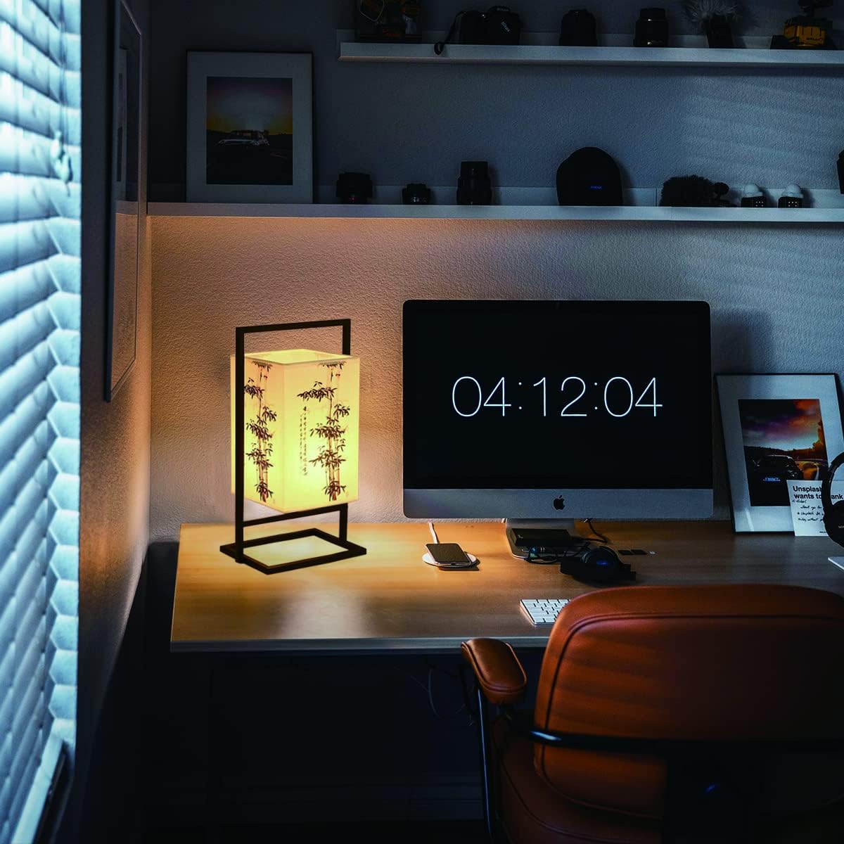 Chambre Japonaise Lampe De Chevet Table Moderne Asiatique Lampe W Noir Cadre Metal Cuboid Tissu Shade Soft Light Parfait For Nuit Gradateur Couleur Arbre Bambou Amazon Fr Luminaires Et Eclairage