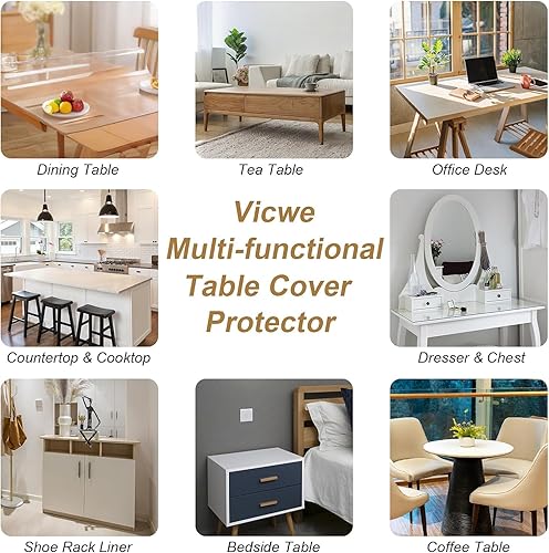 Miniatura 7 de Vicwe Protector de mesa transparente de 42 x 72 pulgadas, 0.059 in de grosor, esmerilado de una sola cara, protector de mesa rectangular