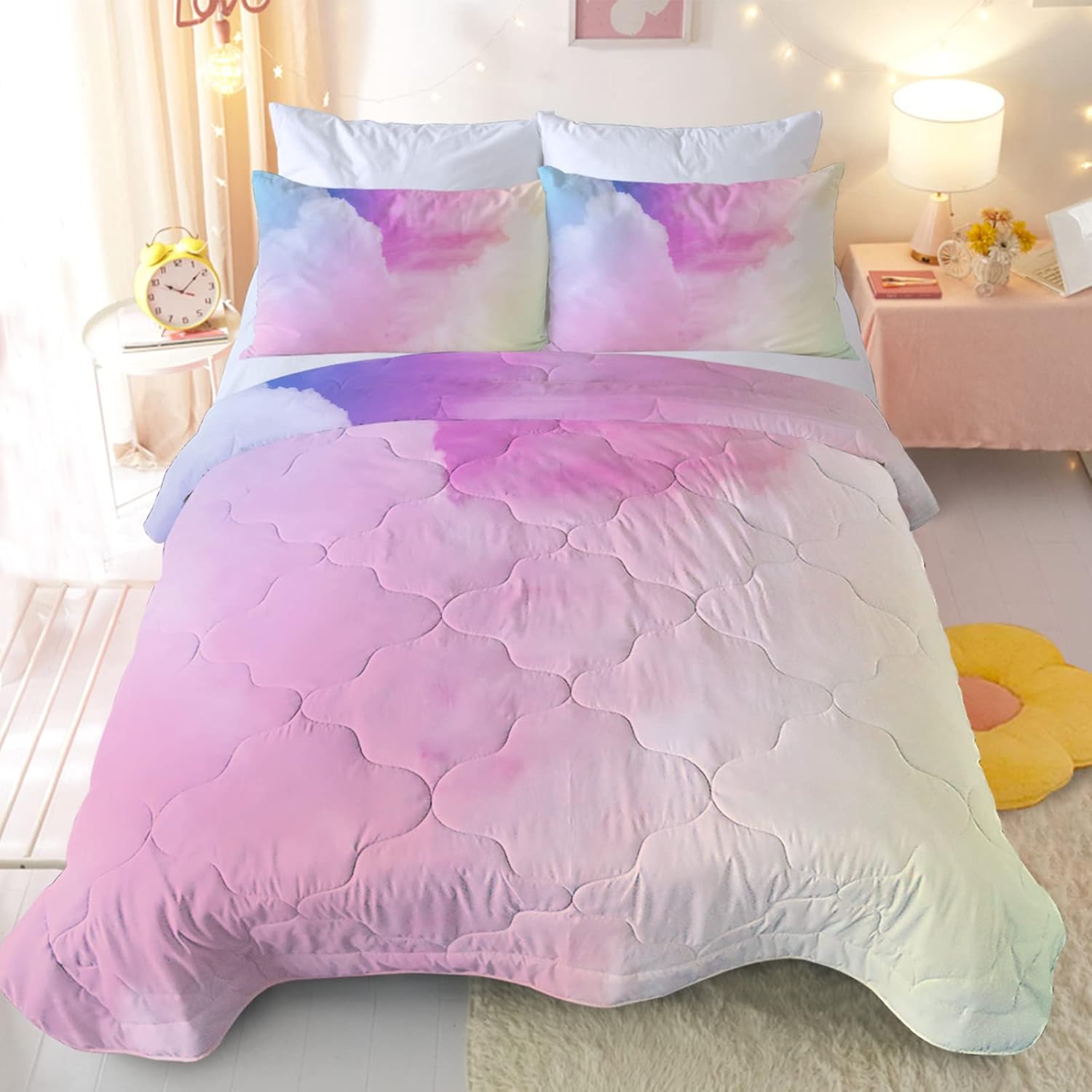 MILANKET Tie Dye Bedding Comforters Sets Pink Painting