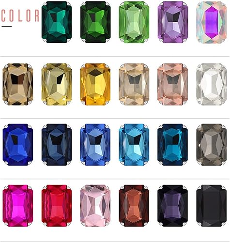 Miniatura 9 de 50 diamantes de imitación rectangulares con forma de octágono en forma de diamantes de imitación plateados con parte trasera plana, 0.512 x 0.709