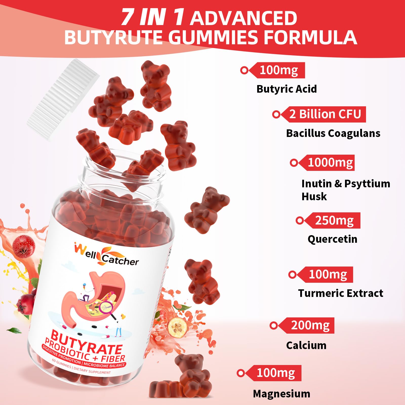 Butyrate Gummies Gut Health Supplement: Butyrate with Probiotic & Prebiotic Fiber Gummies for Women Men Sugar Free Digestive & Energy Metabolism Support Vegan Hawthorn Flavor 30 Days Supply — Amazon image 4