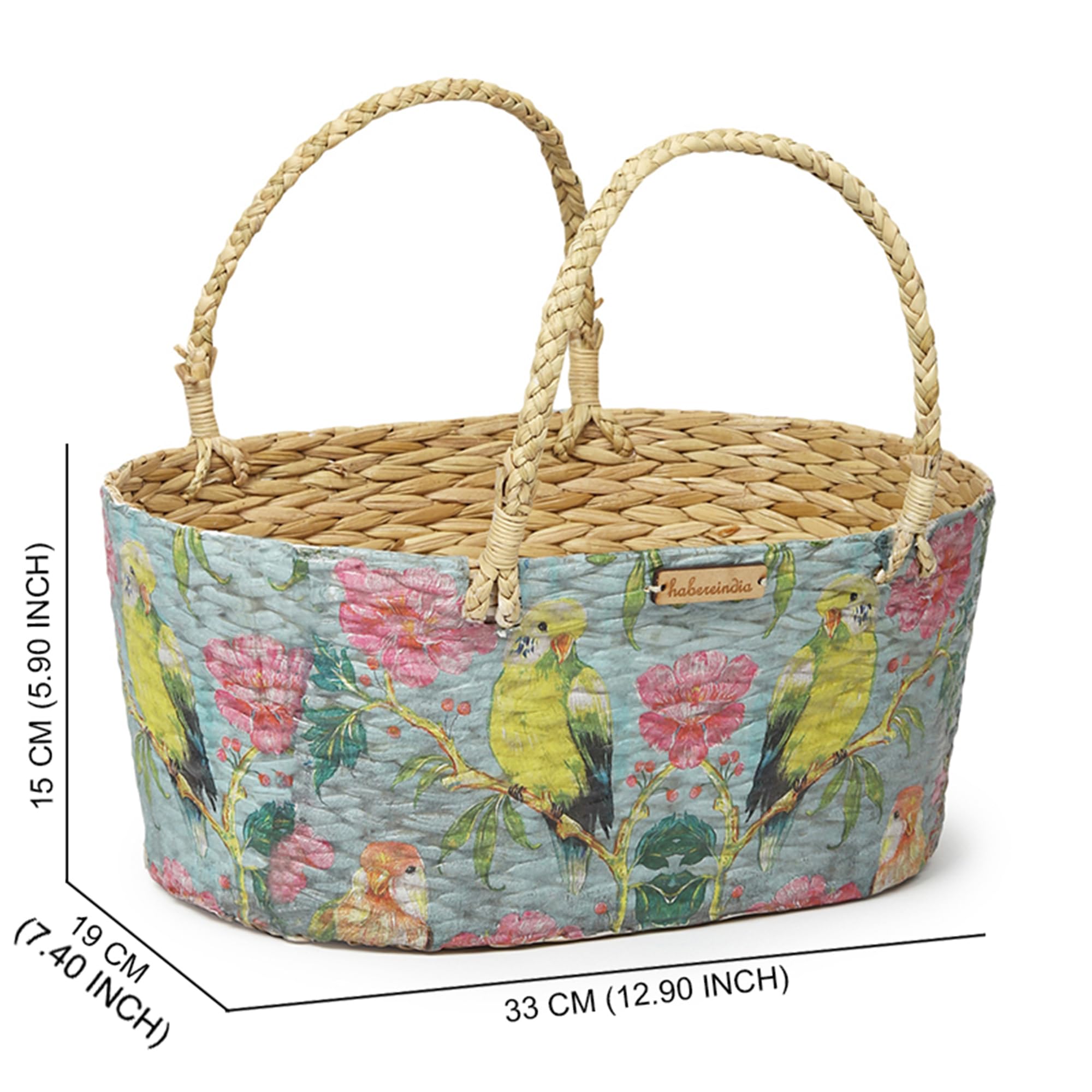 Habere India-All the Cultures Fabricating India Wicker Hamper Basket | Bamboo Basket | Cane Gift Hamper Baskets | Seagrass Shelf Organiser | Decorative Fruit Baskets (Design 05; L33 x W19 x H15 cm) — Amazon image 7