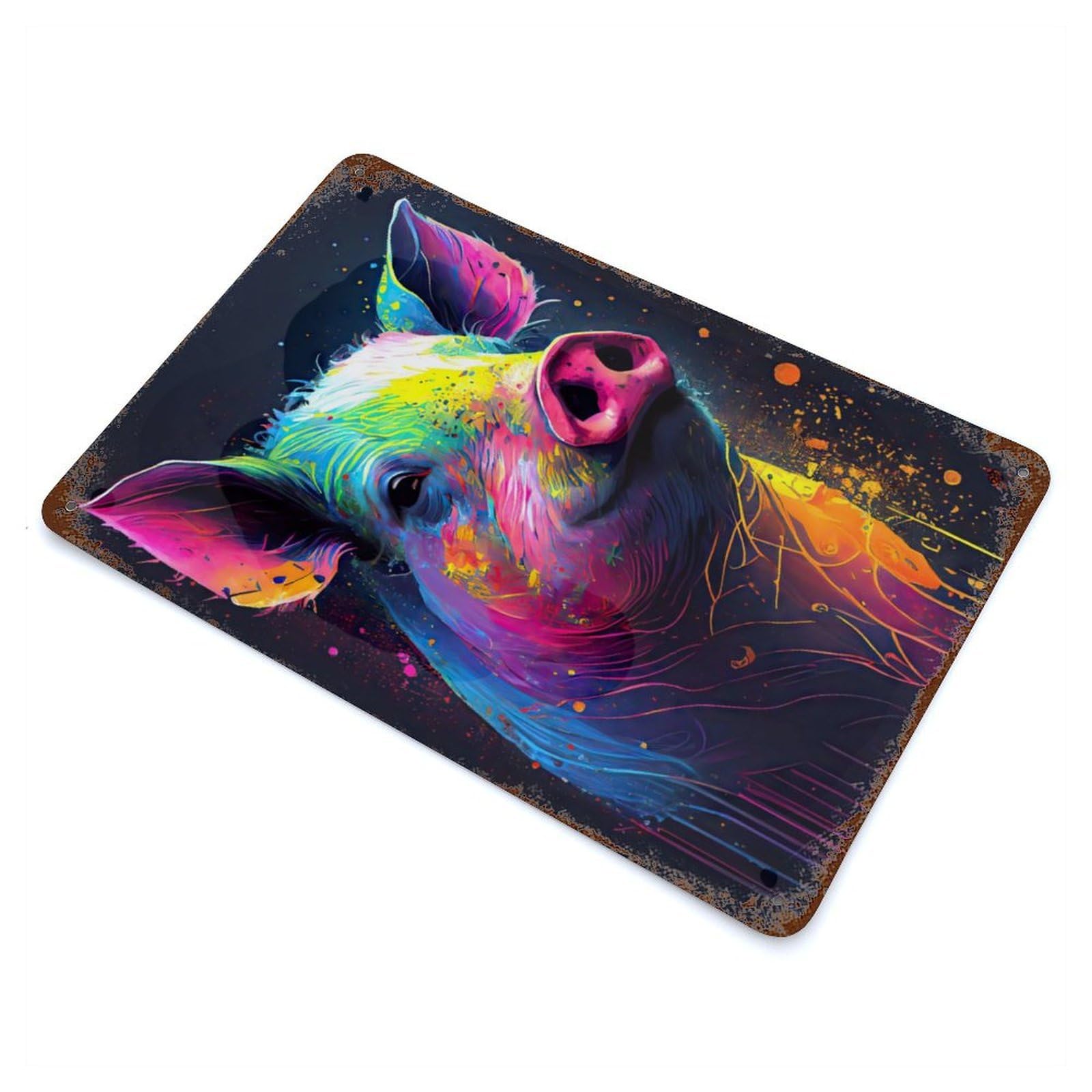 The Squealing Pig 11.8"x7.9" Aged Metal Wall Plaque, Novelty Wall Decor for Garage, Bar And Workshop Decor