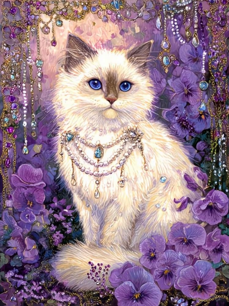 WELIWE Cross-Stitch Kits for Adults Beginners 11CT Stamped Embroidery Kits Cat DIY Pre-Printed Canvas Art Home Decoration 40x50 cm